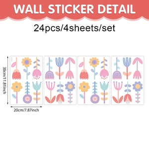 Stickers muraux fleurs macaron 24 pièces pour salon déco maison 30x20cm lot de 4