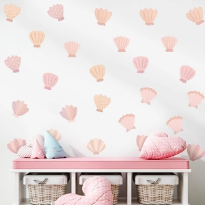 Cartoon Pastell Muschel Wandtattoo Set für Kinderzimmer und Badezimmer Wanddekoration