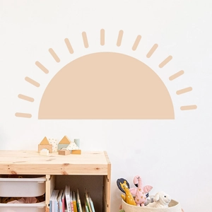 Bohemian sun wall decal in warm terracotta PVC for minimalist nursery decor