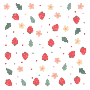 Self-adhesive wall sticker featuring creative strawberry fruit and flower pattern wallpaper