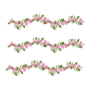 Spring pink peony and rose wall decals with green leaves for home decoration