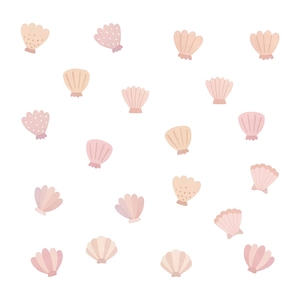 Wandaufkleber mit Muscheln und Seeschnecken in Pastellrosa für Mädchenzimmer