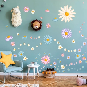 Bohemian Daisy Flower Wall Stickers PVC Multi-color Floral Decals For Kids Room Nursery Girls Bedroom Home Decoration