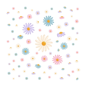 Daisy wall stickers set in pastel macaron colors for bohemian nursery and girls room decor