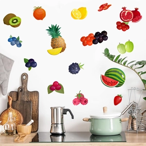 Adesivi murali con frutta colorata fragola e limone per la decorazione della cucina