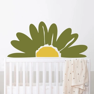 Boho green daisy geometric wall sticker for nursery living room wall decoration