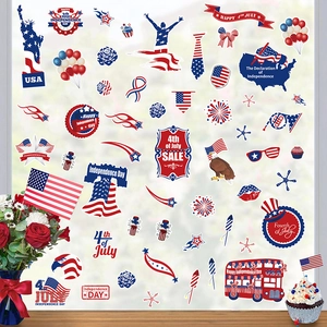 Autocollants de Fenêtre Patriotiques pour le Jour de l'Indépendance des USA Stickers Muraux en PVC pour Décoration du 4 Juillet