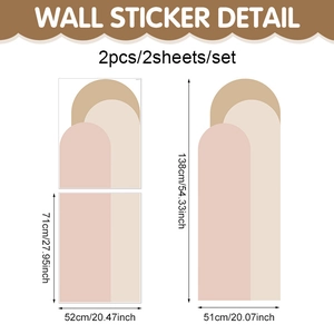 Detail view of Morandi arch geometric wall sticker showing dimensions and installation layout