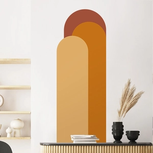 Modern geometric arch wall stickers in terracotta and warm tones for Nordic home decor
