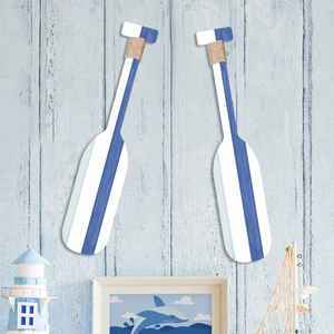 Pagaia Decorativa in Legno Stile Mediterraneo Nautico Orecchini a Righe Bianco Blu Decorazione Parete per Soggiorno Ufficio