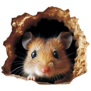 Sticker mural 3D trou de souris réaliste avec souris mignonne pour décoration