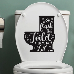6-piece set of funny bathroom toilet seat wall decals with quotes in black vinyl