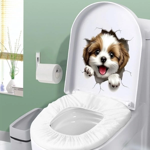 3D realistic puppy wall decal sticker for bathroom toilet cover decoration