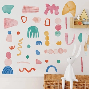 Bohemian Watercolor Balloon Wall Stickers PVC Self Adhesive Polka Dots Geometric Nursery Decals For Kids Room Home Decor