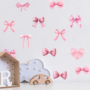 Boho Pink Schleife Kirsche Wandaufkleber PVC Wasserdichte Aufkleber Für Kinderzimmer Schlafzimmer Wanddekoration