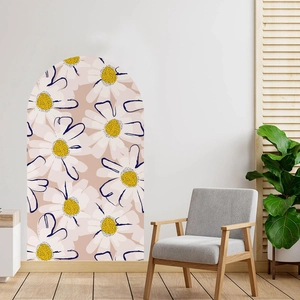 Böhmischer Wandaufkleber mit Gänseblümchen-Bogen und floralem geometrischem Muster