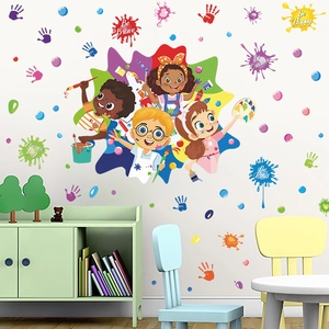 Stickers muraux colorés pour enfants avec dessins animés et citations pour classe d'école