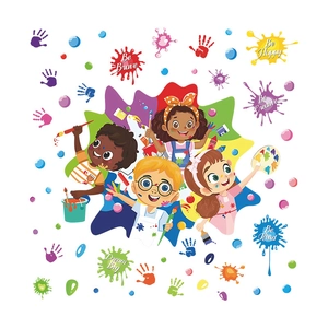 Stickers muraux en PVC coloré pour école avec enfants, taches de peinture et phrases inspirantes
