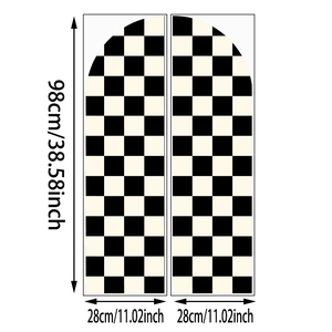 Macro view of checkered black and white arch wall stickers with 98x28cm size dimensions