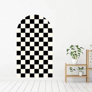 Modern black and white checkerboard arched wall sticker for minimalist room decor