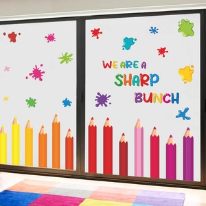Pegatinas De Pared De Lápices De Colores Para Decoración De Aula Escolar Back To School Frase Motivadora Manchas De Tinta PVC