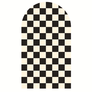 Modern black and white checkerboard arch wall sticker with minimalist geometric pattern