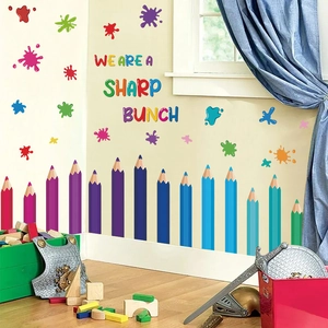 Vinilos decorativos de lápices de colores con frase para decorar aulas y escuelas infantiles