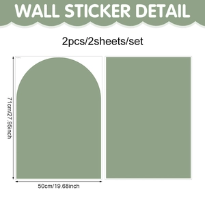 Morandi grey-green geometric arch and rectangle PVC self-adhesive wall stickers set