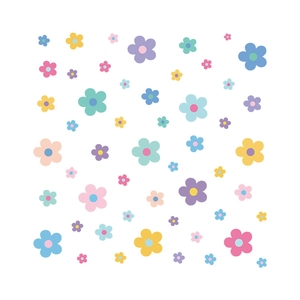 Bohemian daisy flower wall stickers in macaron colors for nursery and classroom decor