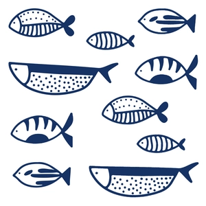 Stickers muraux poissons bleu marine imperméables en PVC pour salle de bain et chambre