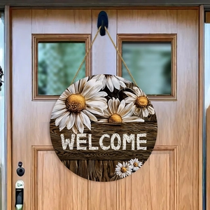 Rustic American Country Sunflower Wooden Welcome Door Sign Round Wood Grain Daisy Wall Decor Plaque For Porch Home