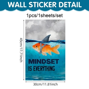 Modern gold fish with shark fin motivational wall sticker mindset is everything poster