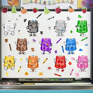 Educational school bag wall stickers for kids learning colors in classrooms and playrooms