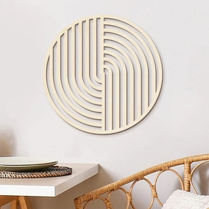 Modern circular hollow geometric wooden wall hanging decor for living room accent