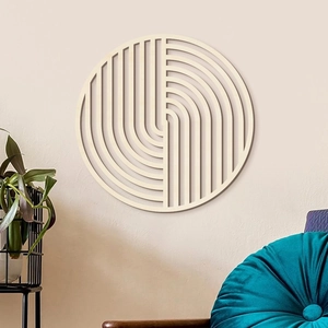 Modern minimalist geometric hollow circular wood wall art decor for living room hanging