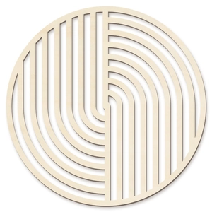 Modern geometric hollow wooden wall art with circular minimalist design for living room decor