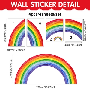 Grandi adesivi murali arcobaleno per cameretta, decorazione murale in PVC stile acquerello