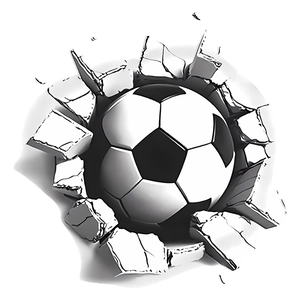 3D football breaking through wall sticker, realistic soccer ball PVC decal for room decor