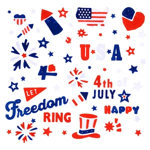 Autocollants de fenêtre patriotiques du 4 juillet avec cartes drapeau USA et étoiles