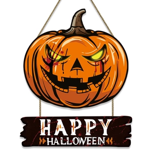 Panneau bois Halloween citrouille chauve-souris pour déco murale et porte