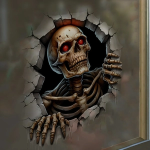 3D Halloween Wall Sticker Horror Skeleton Zombie Broken Wall Decal PVC Self-Adhesive Floor Sticker Scary Home Party Decor
