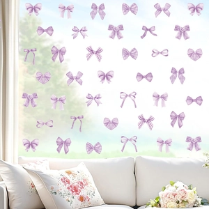 Cute purple bow PVC wall stickers and window decals for bohemian home decoration