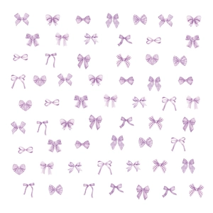 Watercolor purple bow stickers set with various ribbon designs for cabinet and wall decor