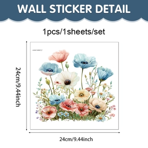 Modern daisy flower toilet lid wall sticker 24x24cm waterproof self-adhesive PVC floral decal