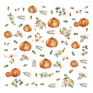 Autumn pumpkin glass window stickers with maple leaves and flowers for Thanksgiving decor