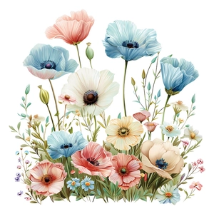 Floral PVC toilet lid stickers with daisy and poppy designs for modern bathroom decor