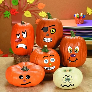 Funny Halloween pumpkin face stickers for DIY crafts and gift box decorations