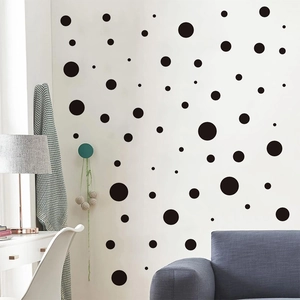 Stickers muraux bohèmes à pois noirs en PVC pour décoration de salon moderne