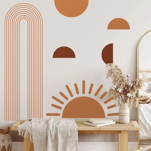 Bohemian Modern Minimalist Geometric Wall Stickers Boho Sun Arch Line PVC Art Decals For Living Room Bedroom Home Decoration