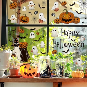 Adesivi per finestre di Halloween con zucche, fantasmi e pipistrelli per decorazione